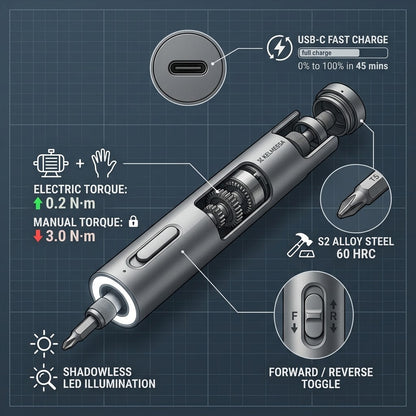 Kelmessa™ Precision Electric Screwdriver Set with 24 Steel Bits - Kelmessa™