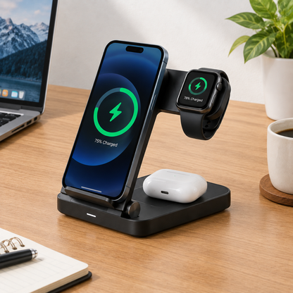 Kelmessa™ MagPower 3-in-1 Foldable Wireless Charging Station