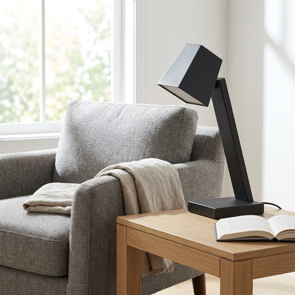 Kelmessa™ Apex LED Desk Lamp - Minimalist Matte Black Task Light with Adjustable Warm Glow