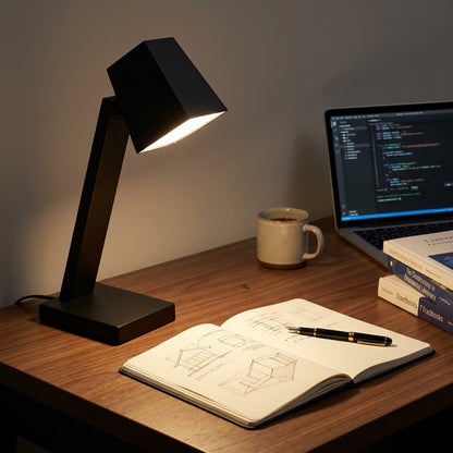 Kelmessa™ Apex LED Desk Lamp - Minimalist Matte Black Task Light with Adjustable Warm Glow